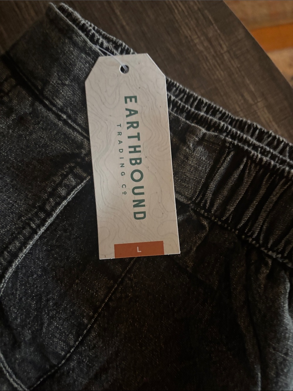 Wide-Leg Washed Black Elastic-Waist Pants - Picture 3 of 3